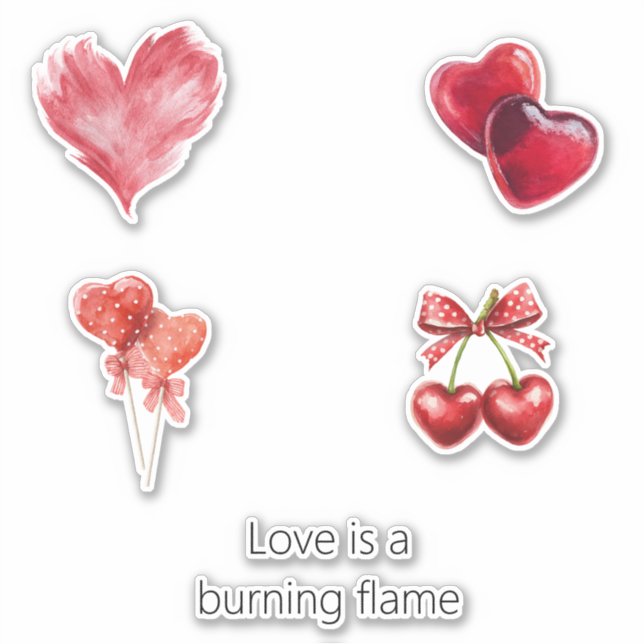 Red Heart Love Burning Flame (Front)