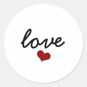 red heart love classic round sticker