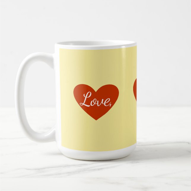 Red Heart Love Customisable Coffee Mug (Left)