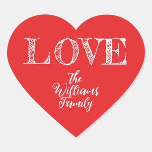Red Heart Love Family Sticker