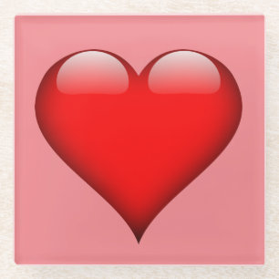 Red Heart Love Glass Coaster