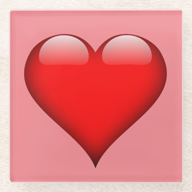 Red Heart Love Glass Coaster (Front)
