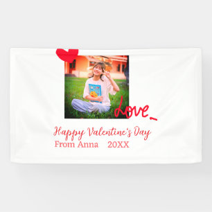 Red heart love happy valentine's day add photo nam banner