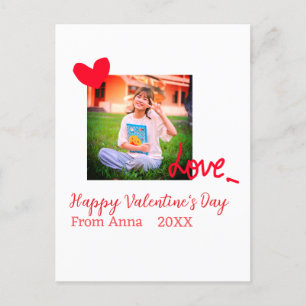 Red heart love happy valentine's day add photo nam postcard