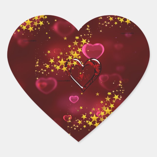 Red heart love  heart sticker (Front)