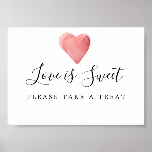 Red Heart Love is Sweet Wedding Dessert Bar Sign (Front)