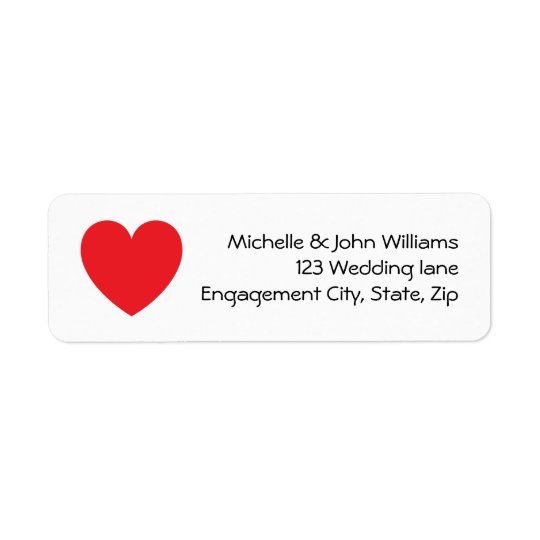 Red heart love or wedding return address label