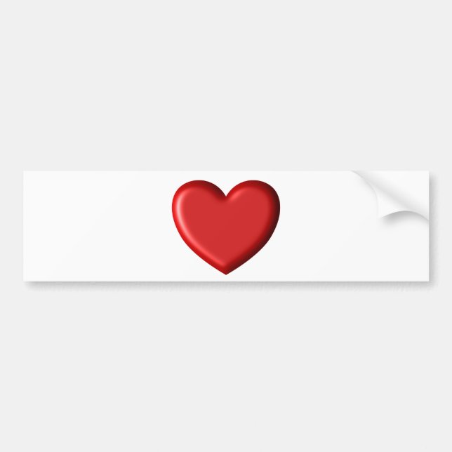 Red Heart Love  Romantic Puffy Heart 3D Bumper Sticker (Front)