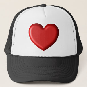 Red Heart Love  Romantic Puffy Heart 3D Trucker Hat
