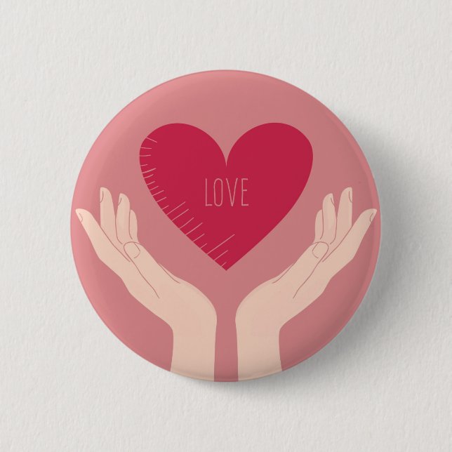 Red Heart love romantic Valentine's Day 6 Cm Round Badge (Front)