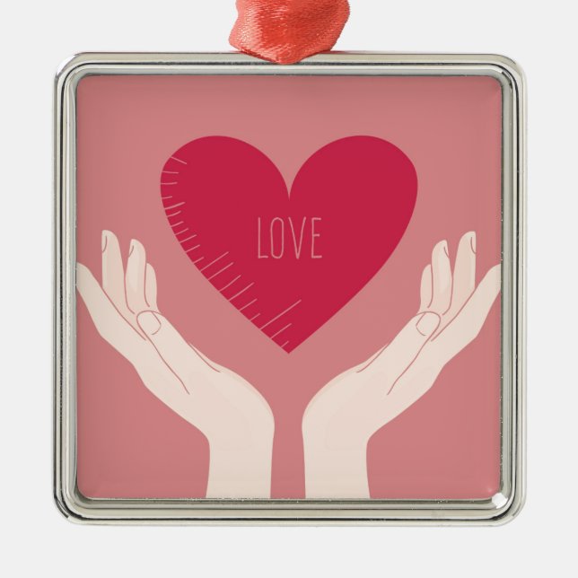 Red Heart love romantic Valentine's Day Metal Tree Decoration (Front)