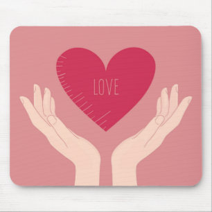 Red Heart love romantic Valentine's Day Mouse Mat