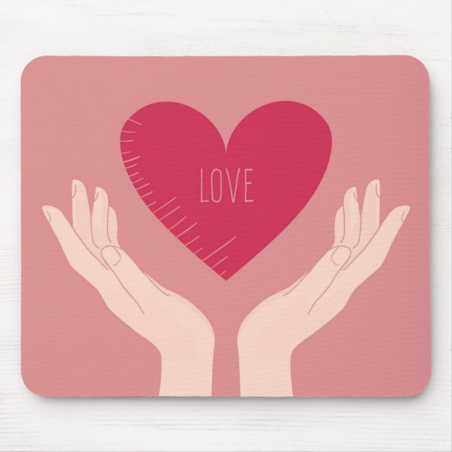 Red Heart love romantic Valentine's Day Mouse Mat (Front)