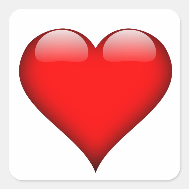 Red Heart Love Square Sticker (Front)