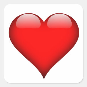 Red Heart Love Square Sticker