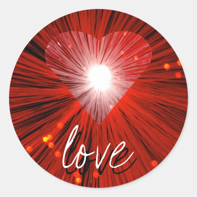 Red Heart 'love' sticker round (Front)