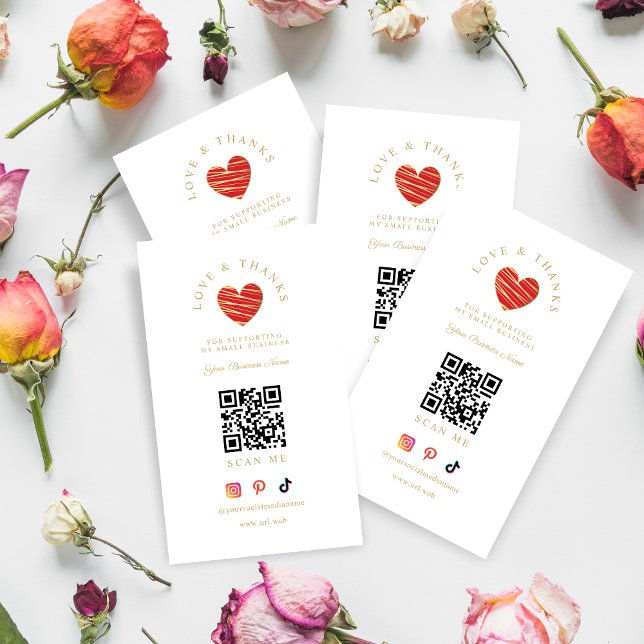 Red Heart Love & Thanks Supporting Small Business Business Card (Creator Uploaded)