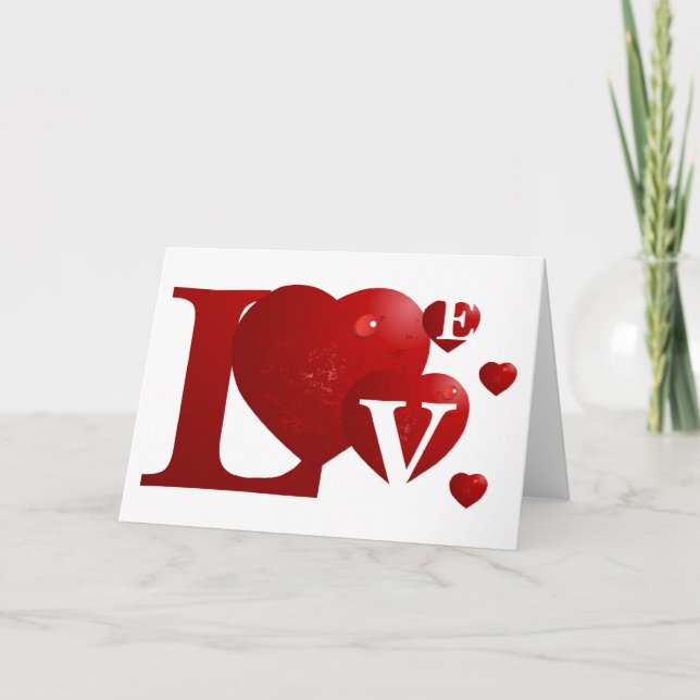 Red Heart Love Valentine Holiday Card (Front)