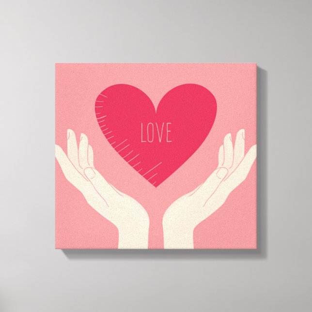 Red Heart love valentines blush pink girl Canvas Print (Front)