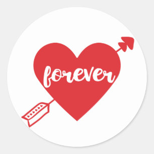 Red Heart Love Wedding Bridal Shower Engagement Classic Round Sticker