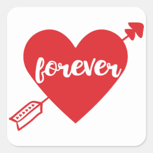 Red Heart Love Wedding Bridal Shower Engagement Square Sticker