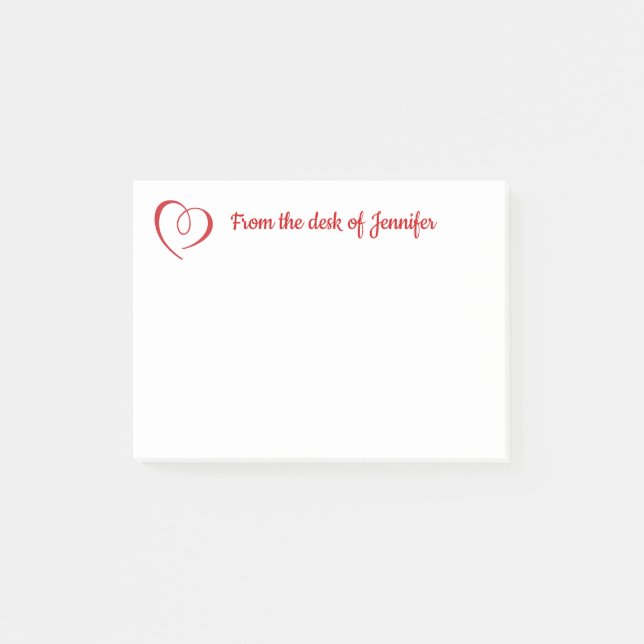 Red Heart Love  - Wedding, Engagement, Valentines Post-it Notes (Front)