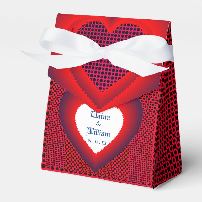 Red Heart Love Wedding  Favour Box (Front Side)