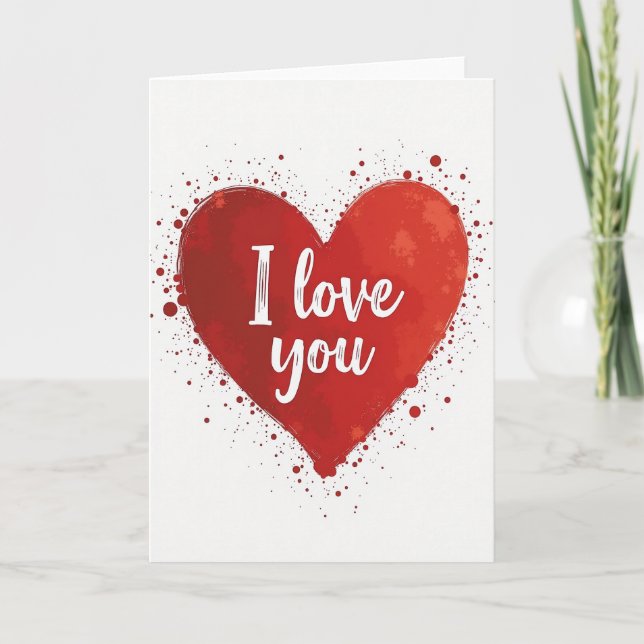 Red Heart Love You Art Card (Front)