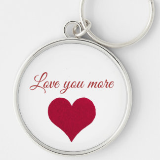 Red heart Love you more Button Keychain