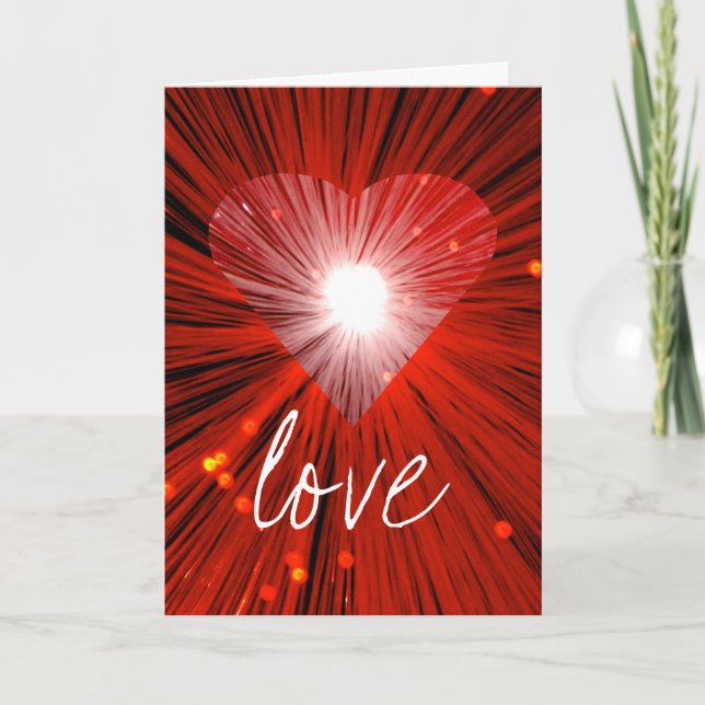 Red Heart 'Love' Your Text greetings card (Front)