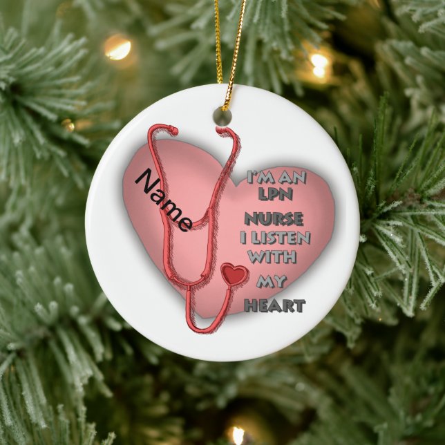 Red Heart LPN Nurse Ceramic Tree Decoration (Tree)