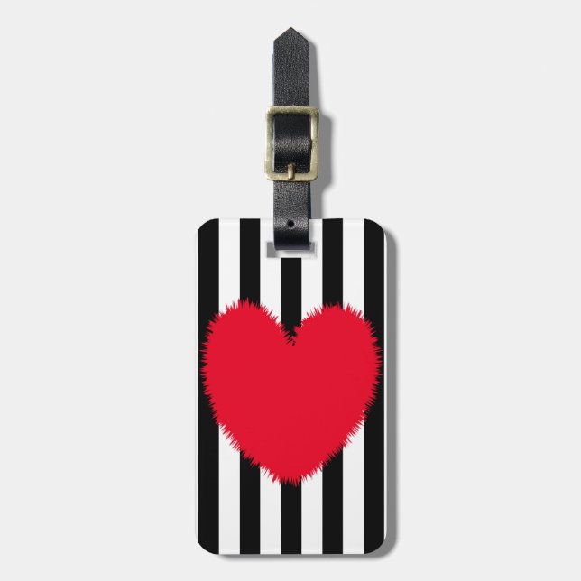 Red heart luggage tag (Front Vertical)