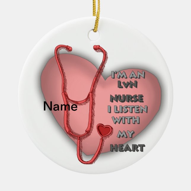 Red Heart LVN Nurse Ceramic Tree Decoration (Front)