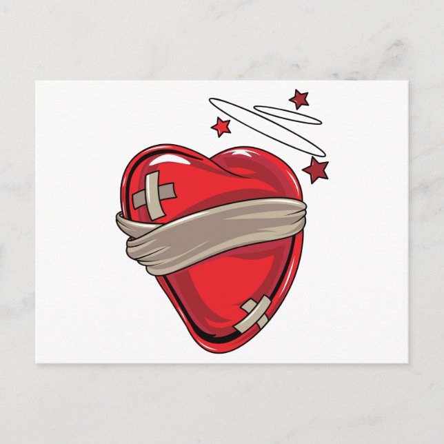 Red Heart Mending Broken Hearts Love Postcard (Front)
