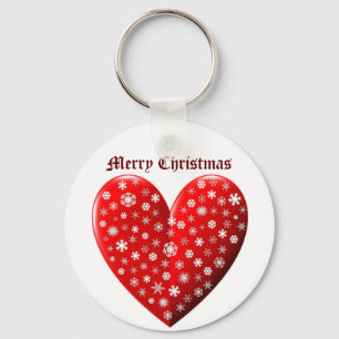 Red Heart Merry Christmas Key Ring