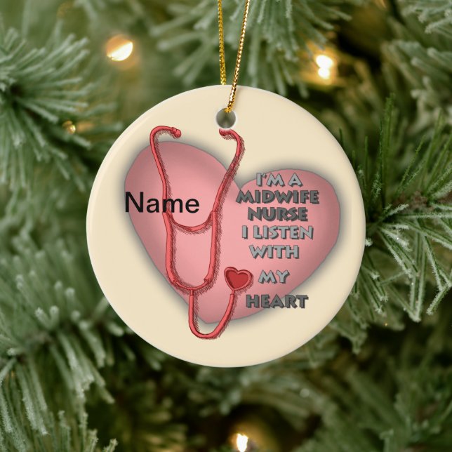 Red Heart Midwife Nurse Ceramic Tree Decoration (Tree)