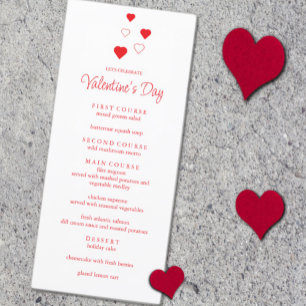 Red Heart Minimalist Valentine's Day Party Menu