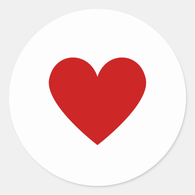 Red Heart Modern Minimal Elegant Simple Valentine Classic Round Sticker (Front)