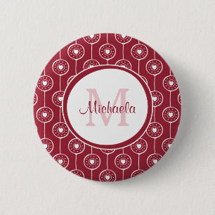 Red Heart Monogram 6 Cm Round Badge
