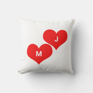 Red Heart Monogram Initial Custom Valentine's Cute Cushion