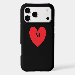 Red Heart Monogrammed Initial Name Black Cool
