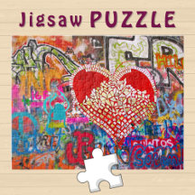 Red Heart Mosaic Graffiti Street Art Photo -