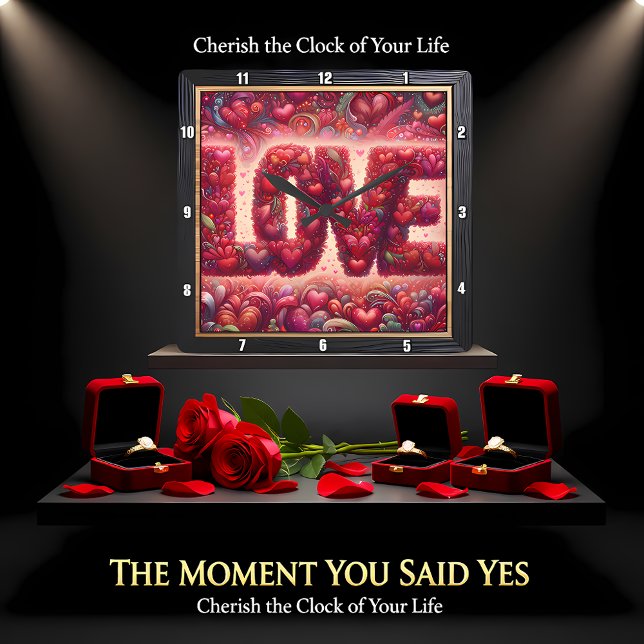 Red Heart Mosaic Love Wall Square Wall Clock (Creator Uploaded)