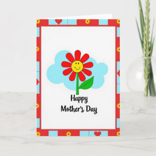 Red Heart Mothers Day Design Card