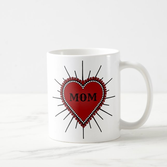 Red Heart Mum Tattoo Coffee Mug (Right)