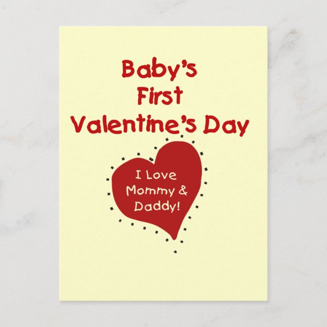 Red Heart Mummy and Daddy Valentine Holiday Postcard (Front)