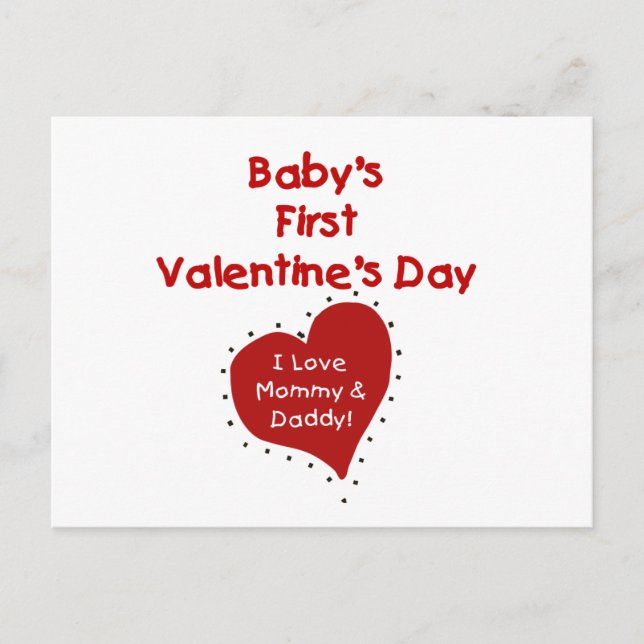Red Heart Mummy and Daddy Valentine Holiday Postcard (Front)