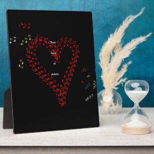 Red Heart Musical Notes Names Plaque