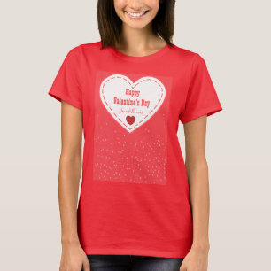 Red Heart Name Cute Modern Happy Valentines Day T-Shirt