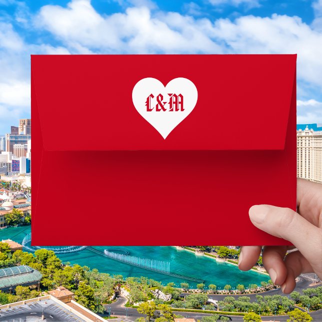  Red Heart Name Monogram Valentines Wedding Envelope (Creator Uploaded)